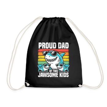 Fier papa de deux Jawsome Kids Famille requin Jeu de mots - Sac de sport léger - noir - Devant