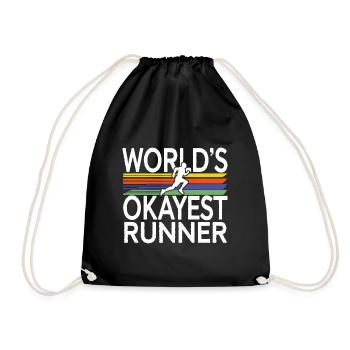 Der okayste Durchschnittsläufer der Welt Lustiger Jogging-Spruch - Turnbeutel - Schwarz - Vorne