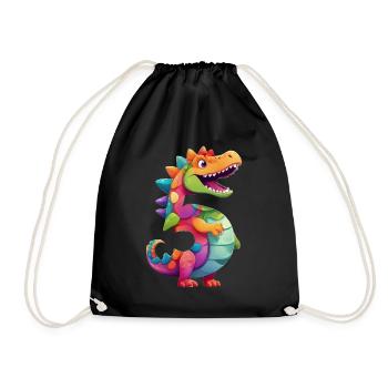 DINO 5 YEARS DINOSAUR NUMBER 5TH BIRTHDAY - Drawstring Bag - black - Front