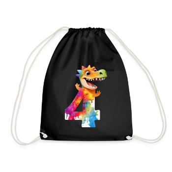 NUMMER 4 JAHRE DINOSAURIER 4. GEBURTSTAG DINO - Turnbeutel - Schwarz - Vorne