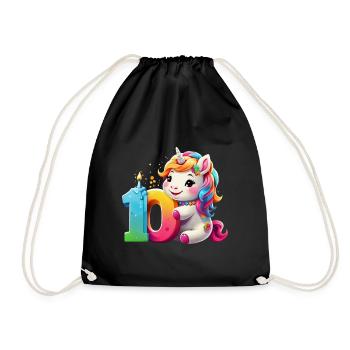 NUMMER 10 JAHRE EINHORN 10. GEBURTSTAG - Turnbeutel - Schwarz - Vorne