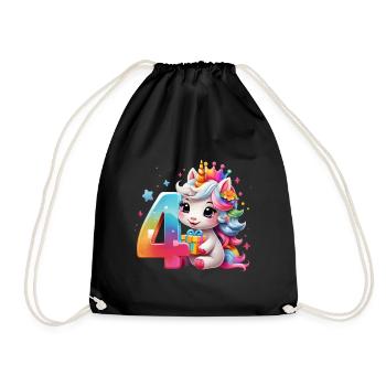 NUMMER 4 JAHRE EINHORN 4. GEBURTSTAG - Turnbeutel - Schwarz - Vorne