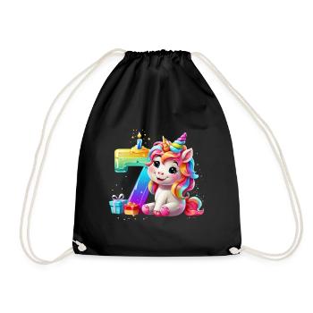 NUMÉRO 7 ANS LICORNE 7E ANNIVERSAIRE - Sac de sport léger - noir - Devant