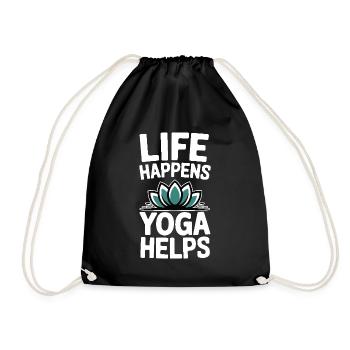 Life Happens Yoga Helps Meditation Mindfulness - Drawstring Bag - black - Front