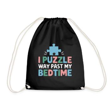 Ich rätsele weit über meine Schlafenszeit hinaus Lustiges Puzzle - Turnbeutel - Schwarz - Vorne