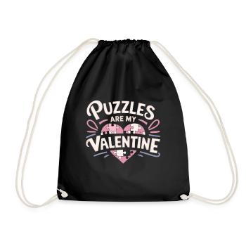 Puzzles sind mein Valentinstag Lustiges Wortspiel Puzzle V - Turnbeutel - Schwarz - Vorne