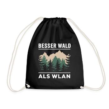 Besser Wald als WLan Natur Camping Wandern Witz - Turnbeutel - Schwarz - Vorne
