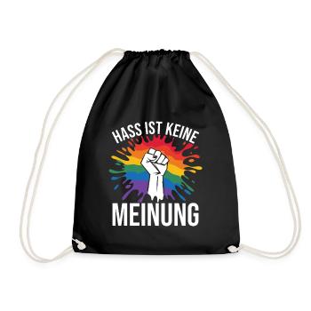Hass ist keine Meinung Statement gegen rechts - Turnbeutel - Schwarz - Vorne