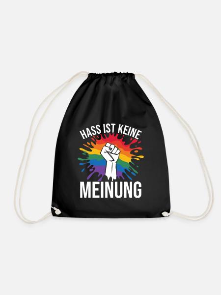 Hass ist keine Meinung Statement gegen rechts - Turnbeutel - Schwarz