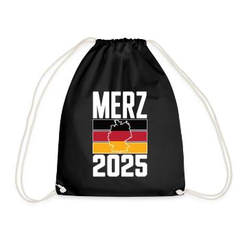 Merz Chancellor 2025 Federal Chancellor Bundestag election - Drawstring Bag - black - Front