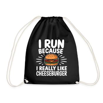 I run because i really like Cheeseburger Jogging - Drawstring Bag - black - Front