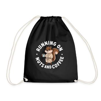 Running on Nuts and coffe funny Squirrel Coffee - Drawstring Bag - black - Front