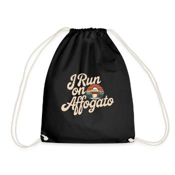I run on Affogato Funny Espressio drink saying - Drawstring Bag - black - Front