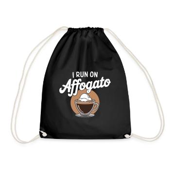 I run on Affogato Funny Espressio drink saying - Drawstring Bag - black - Front