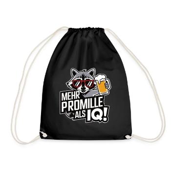 Mehr Promille als IQ Saufen Bier Alkohol Party Was - Turnbeutel - Schwarz - Vorne
