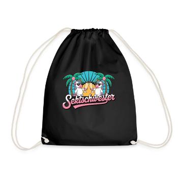Nurse Girlfriend Drinking Beer Alcohol Party E - Drawstring Bag - black - Front