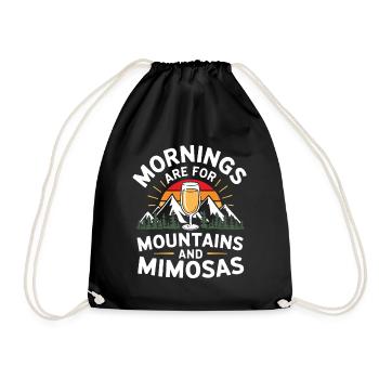 Mornings are for Mountains and mimosas Hiking - Drawstring Bag - black - Front
