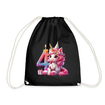 4 YEARS UNICORN 4TH BIRTHDAY - Drawstring Bag - black - Front