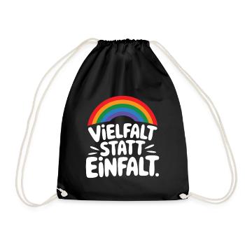 Vielfalt statt Einfalt Statement gegen rechts - Turnbeutel - Schwarz - Vorne
