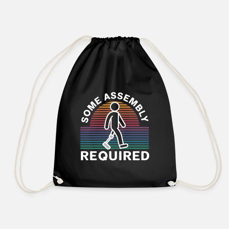 Some Assembly Required Funny Amputee Humor - Drawstring Bag - black
