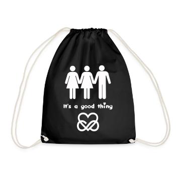 Polyamory Love Swinger Relationship Threesome Gift - Drawstring Bag - black - Front