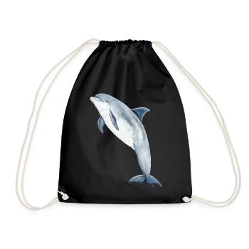 Bottlenose dolphin - Bottlenose dolphin - Grand dauphin - Drawstring Bag - black - Front