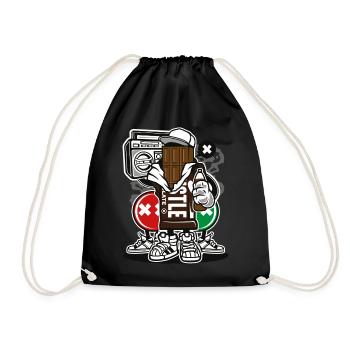 STREET CHOCOLATE - Funny cartoon cartoon gift - Drawstring Bag - black - Front