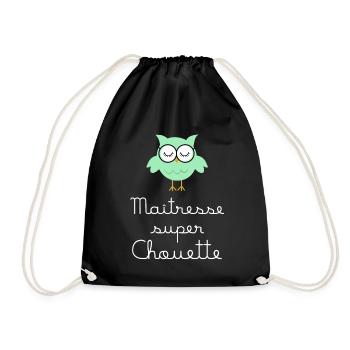 Maîtresse super chouette lunettes (écrit blanc) - Sac de sport léger - noir - Devant