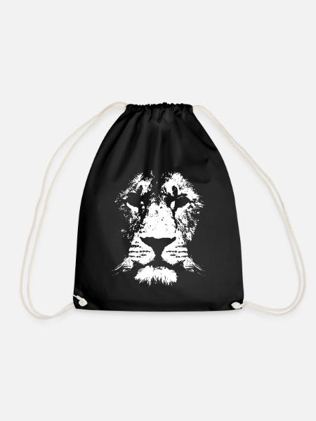 lion - Drawstring Bag - black