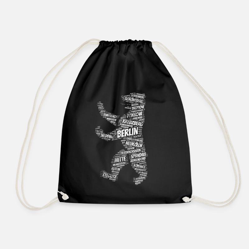 Berlin Bear - Drawstring Bag - black