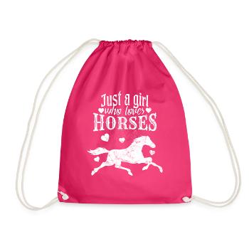 Girl saying horses - Drawstring Bag - fuchsia - Front