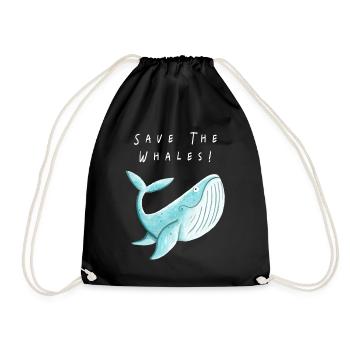 Save The Whales I Nature Conservation Animal Welfare Gift - Drawstring Bag - black - Front