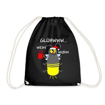 Glühwurm mit Glühwein - Turnbeutel - Schwarz - Vorne