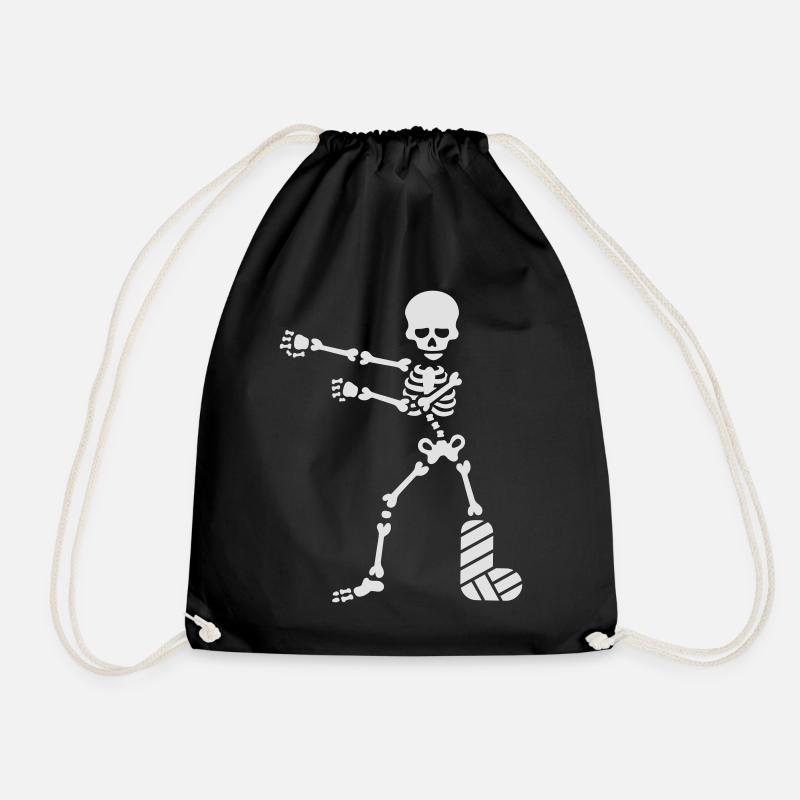 Gebrochenes Bein Gips Skelett floss dance flossing - Turnbeutel - Schwarz