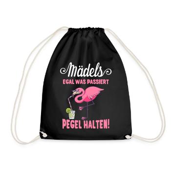 Mädels Pegel halten Flamingo Party Saufen JGA Frau - Turnbeutel - Schwarz - Vorne