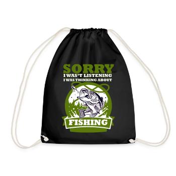Pêche pêcheur cadeau canne à pêche poisson drôle - Sac de sport léger - noir - Devant