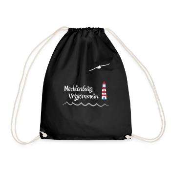 Mecklenburg Vorpommern Leuchtturm Möwe Design - Turnbeutel - Schwarz - Vorne