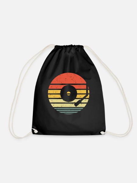 Vinyl Schallplatte Vintage Retro - Turnbeutel - Schwarz