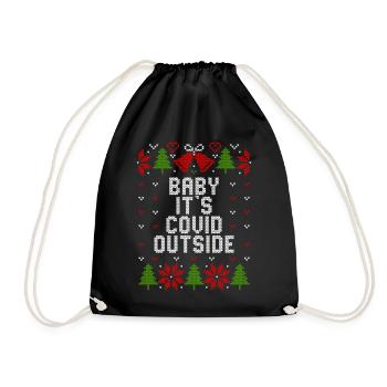 Ugly Christmas Baby It's Covid Outside - Drawstring Bag - black - Front