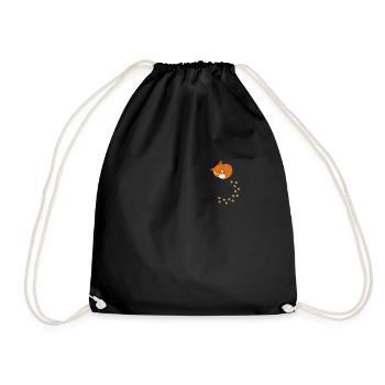 Cute sleeping fox with paw prints - Drawstring Bag - black - Front