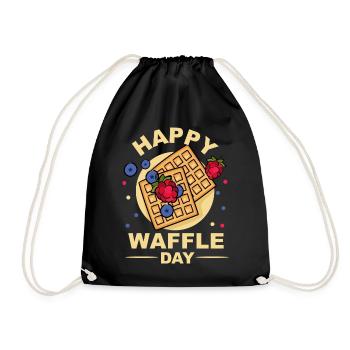 Waffle Day - Drawstring Bag - black - Front