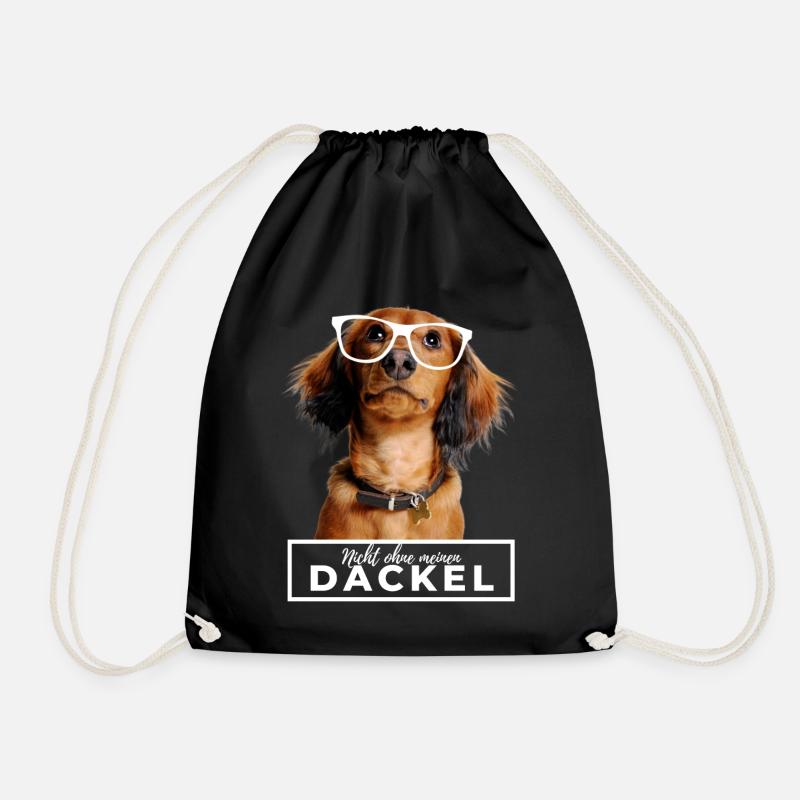 Nicht ohne meinen Dackel - Dackel mit Brille - Turnbeutel - Schwarz