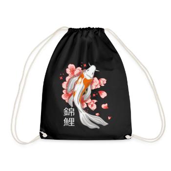Koi Fish Flowers Flowers - Drawstring Bag - black - Front