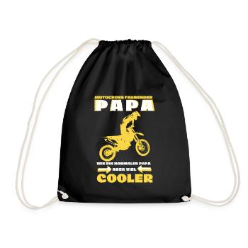 Motocross Papa Dirtbike Geschenk - Turnbeutel - Schwarz - Vorne