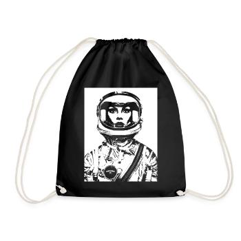 ASTRONAUTIN ASTRONAUT FRAU FRAUENPOWER STENCIL - Turnbeutel - Schwarz - Vorne