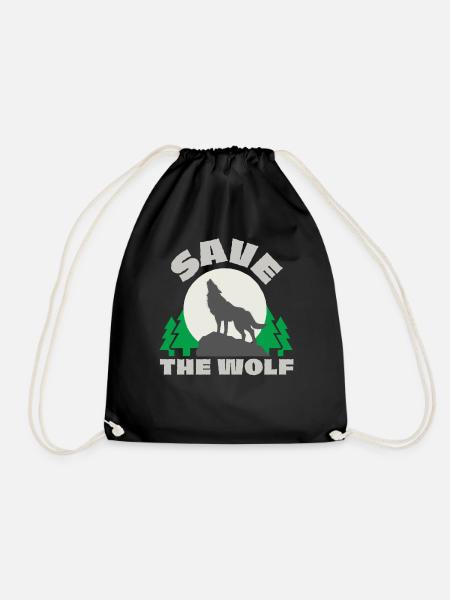 Rettet den Wolf, Save The Wolf Tierschutz Geschenk - Turnbeutel - Schwarz