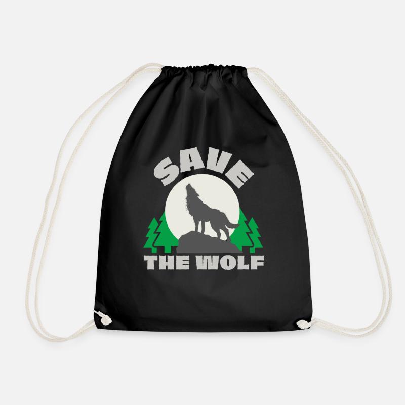 Rettet den Wolf, Save The Wolf Tierschutz Geschenk - Turnbeutel - Schwarz