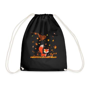 Automne avec coeur et renard - Sac de sport léger - noir - Devant
