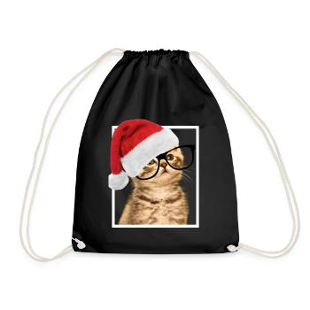 CHRISTMAS Shirt Christmas Cat Kitten Cats - Drawstring Bag - black - Front