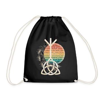 HIPPIE Mandala with CELTIC KNOT Triquetta - Drawstring Bag - black - Front